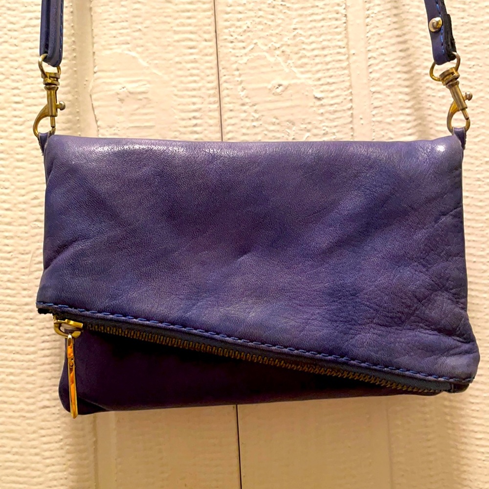 Blue leather purse
